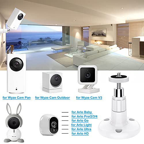 FastSnail Wyze Cam Pan Wall Mount, Adjustable Indoor and Outdoor Security Mount for Wyze Cam Pan and Other Camera with Same Interface(Standard Size) 2 Pack - Image 3