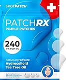 PatchRx Pickel Patches für Gesicht (240 Patches) Hydrokolloid Akne Patches mit Teebaumöl Pickel Aufkleber - Akne Pickel Patches für Gesicht - Zit Patches
