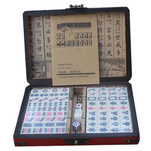 Juego de Mahjong con fichas y caja de almacenamiento
