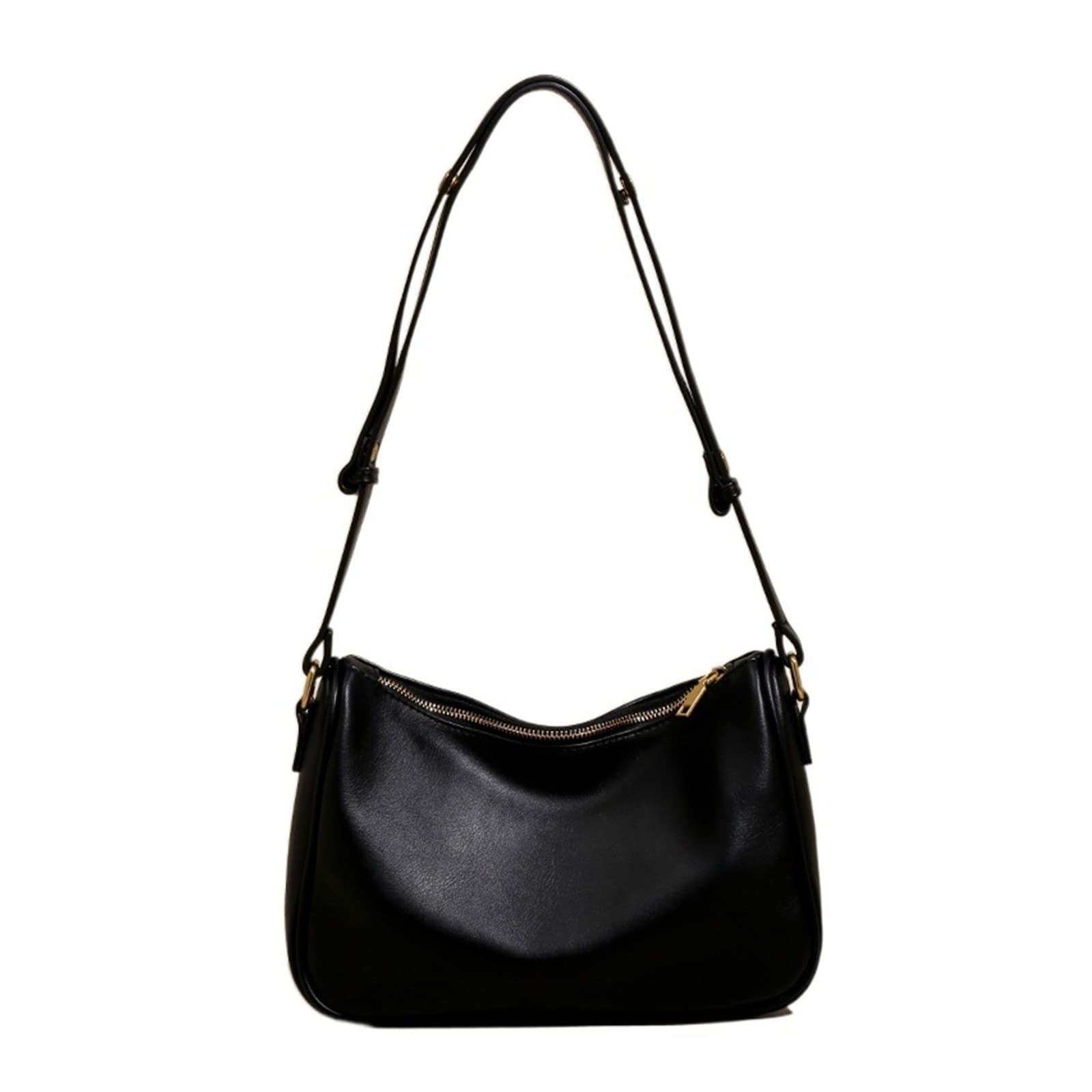 Female Vintage Shoulder Bag Luxury Handbag Soft PU Leather Crossbody Bags For Women Casual Tote Bag(Black)