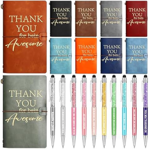 Booson 20 Pcs Employee Appreciation Gifts Inspirational Leather Notebooks Encouragement Stylus Ballpoint Pens Motivational Journals Thank You Gifts for Coworker Teacher Nurse Women Men (Thank You) Cover