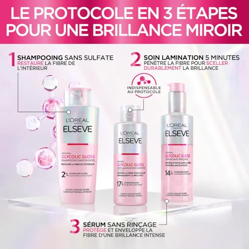 Soin Cheveux Sérum Sans Rinçage Glycolic Gloss Elseve 'oreal Paris Le Flacon De 150ml - vue 8
