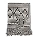 Bloomingville Soft Reclaimed Cotton Blend Throw with Diamond Pattern and Fringe, Black and Beige