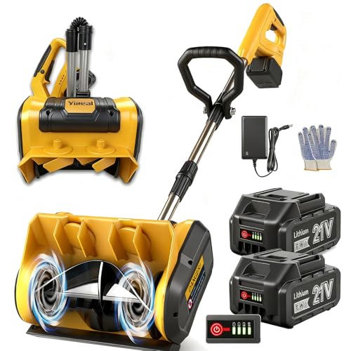 YIREAL Cordless Snow Blower Battery Powered with 2 * 4.0 Ah 21v Batteries and Charger,12'' Electric Snow Shovel Machine for Snow Removal Clearance Step,Driveway,Patios,Walkways
