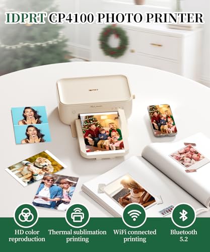 Image of iDPRT 4x6 Photo Printer with 108 Sheets & 2 Ribbons,Instant Picture Printer - Dye Sublimation, Portable Color Photo Printers for iPhone, Android, WI-Fi Connnecting, Home Use