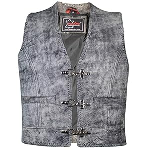 MDM Leren bikervest voor heren in vintage look