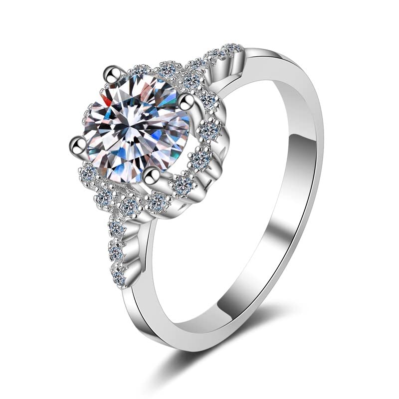 Bague moissanite 1ct StarGems en argent 925 style vintage à 4 griffes