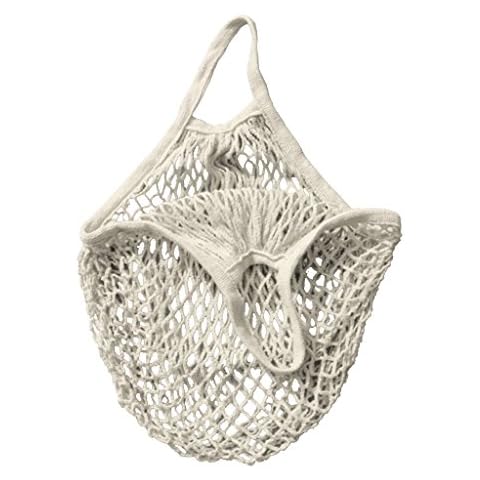 RETON Mesh Bag Organic Cotton String Shopping Tote Net Woven Re-usable Bag - White , 15inch Cover