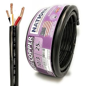 NATIONAL Wire&Cable - 10 Gauge 3 Conductors Premium Electrical Wire - Made in USA - 10 AWG Wire Stranded PVC Power Cord Copper Cable 25 Ft. Indoor and Outdoor Lighting Automotive Battery