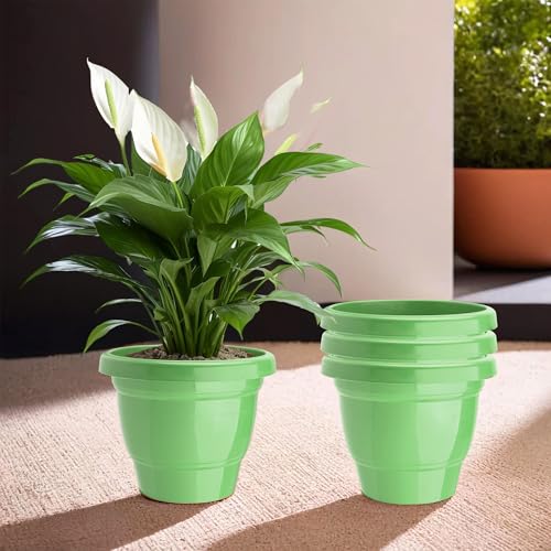 Image of Kuber Industries (Pack of 4) Flower Pot | 2-Layer Fuldani Flower Pot (6 Inch) Pots for Terrace, Garden | Phooldaan for Home D?cor | Synergy Indoor Plant Stand | Pots Stand for Plants | Green