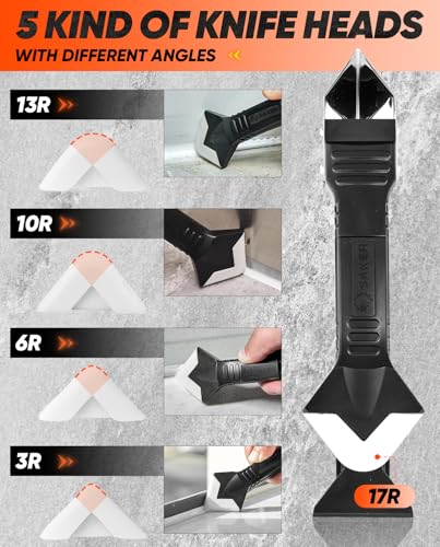 Saker Silicone Caulking Tools-3 in 1 Sealant Finishing Tool Grout Remove Scraper (Stainless Steelhead),Caulk Remover Glass Glue Angle Scraper for Bathroom,Kitchen,Floor,Window,Sink Joint,Frames Seal - Image 4