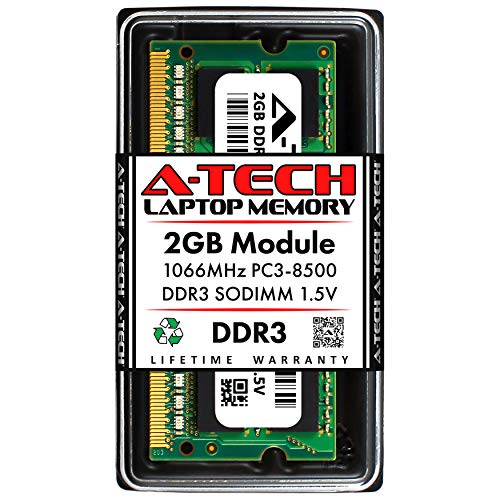 Image of A-Tech 2GB DDR3 1066MHz PC3-8500 CL7 SODIMM 1.5V 204-Pin Non-ECC SO-DIMM Laptop, Notebook RAM Memory Module