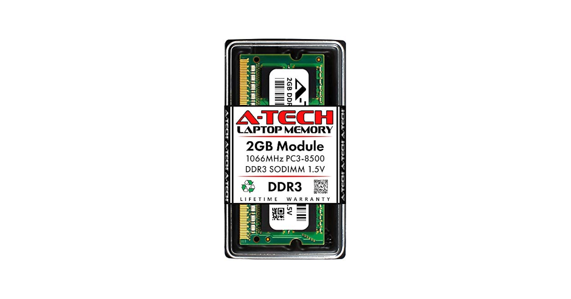 A-Tech 2GB DDR3 1066MHz PC3-8500 CL7 SODIMM 1.5V 204-Pin Non