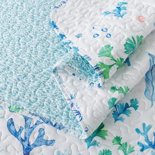 NEWLAKE Quilt Bedspread Sets - West Coastal Pattern Reversible Coverlet Set, Queen Size