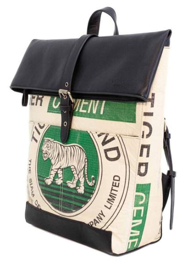 新品 Elephbo リサイクルセメントバッグ ロールトップリュック 緑/虎 Amazon.co.jp: シルクレイン Elephbo バックパック リサイクル
