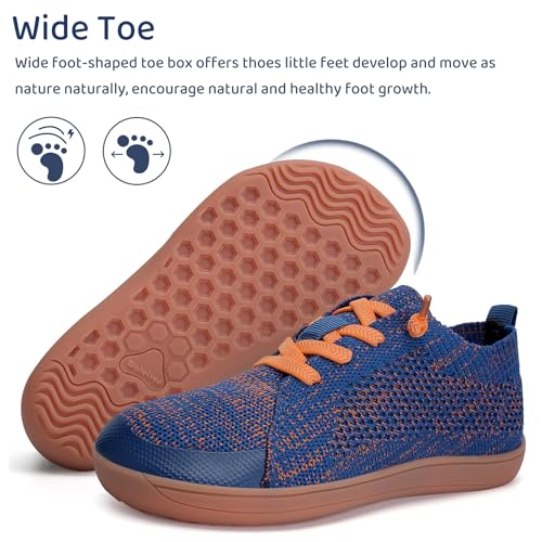 WateLves Toddler Little Kids Wide Barefoot Shoes Boys Girls Minimalist Sneakers Lightweight Breathable Walking Shoes | Naturally Splay | Flexible Fit (Navy, 23)4