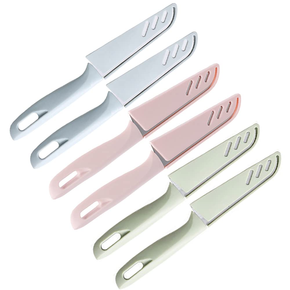 6 Pack Stainless Steel Paring Knife With Cover, 4 Inch Vegetable and Fruit Knife