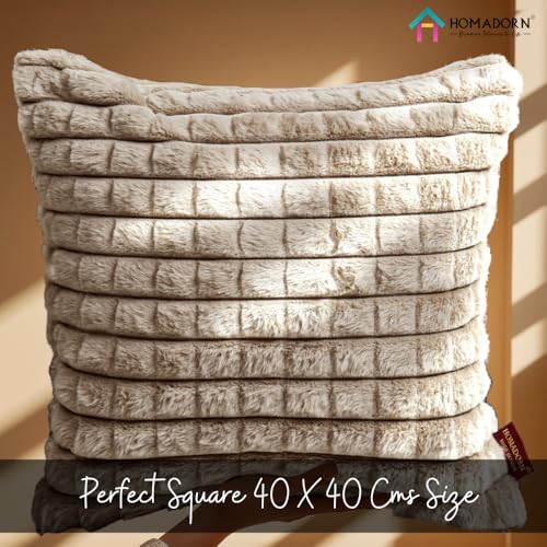 Image of HOMADORN Luxury Plush Fur Reversible Cushion Cover Ultra Soft & Cozy (Pack of 2)