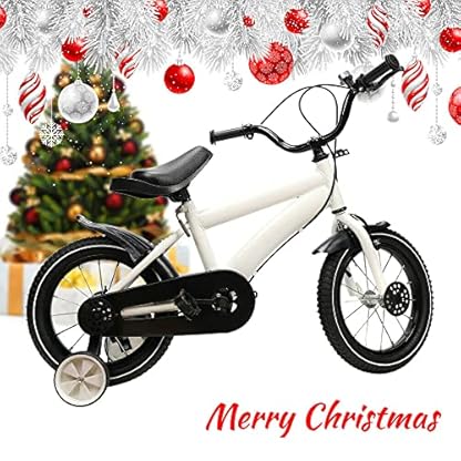 14" Kinderfahrräder, Ergonomisches Kinderfahrrad mit Stützrädern und verschleißfesten Stützrädern für 3-7 Jahre Mädchen & Jungen Weiß – Bild 8