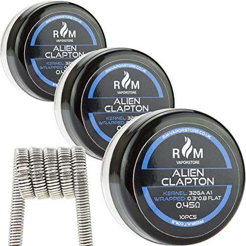 Vorgefertigte Alien-Clapton-Spulen, 0,45 Ω, A1, 30 Stück, für RDA-, RBA-, RDTA-Tanks - vorgefertigte Spulen-Vaping-Zubehör - Kunststoffwanne (30 Stück Alien Clapton) Cover