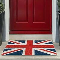 SAVING HUB Heavy Duty Union Jack Coir Door Mat Rug Flag Print - Non-Slip Doormat Rubber Latex Durable Natural Indoor Outdoor - Front Welcome Porch Entrance Design Floormat Boot Scrapper 40x70cm