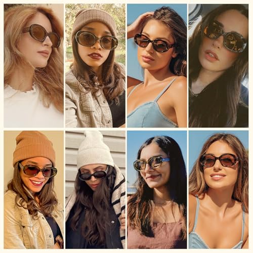 Retro Oval Sunglasses For Women Men,Trendy UV400 Shades for Driving,Fishing,Travel Shopping,2 Packs LCPAR820232
