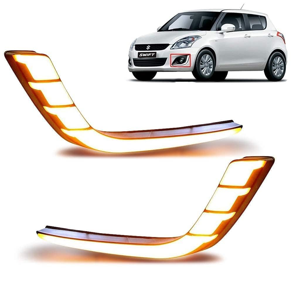 Sponsored Ad - Imported Front Bumper LED Light With Yellow Turn Signal Light Daytime Running Light Fog Light Drl With Indicator For Swift 2015 To 2017 And Above (Set Of 2)