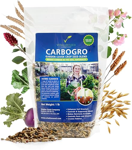 Vitalize Seed Carbogro Fall No-Till Cover Crop Seed Mix | 16 Premium Species - Perfect Blend of Grains, Brassica & Clovers | Enhances Soil Biology, Nutrient Scavenging & Winter Survival - 1 Pound