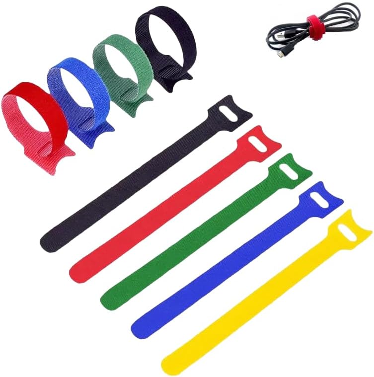 Reusable zip ties - earphones, mobile phones, cable organizer management multi-purpose zip ties, fastening straps (60, Multicolour)