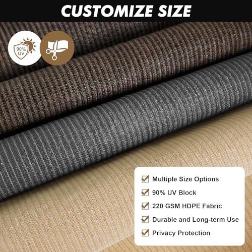 Image of Artpuch Custom Size Patio Shades Roll Up Outdoor Roller Shade, Cordless Exterior Roller Blinds Cloth for Porch Pergola Gazebo, Mocha