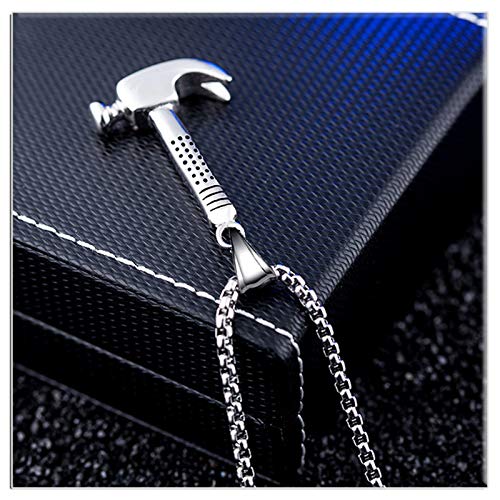 Xusamss Punk Titanium Steel Tool Hammer Pendant Necklace,24inches Link Chain4