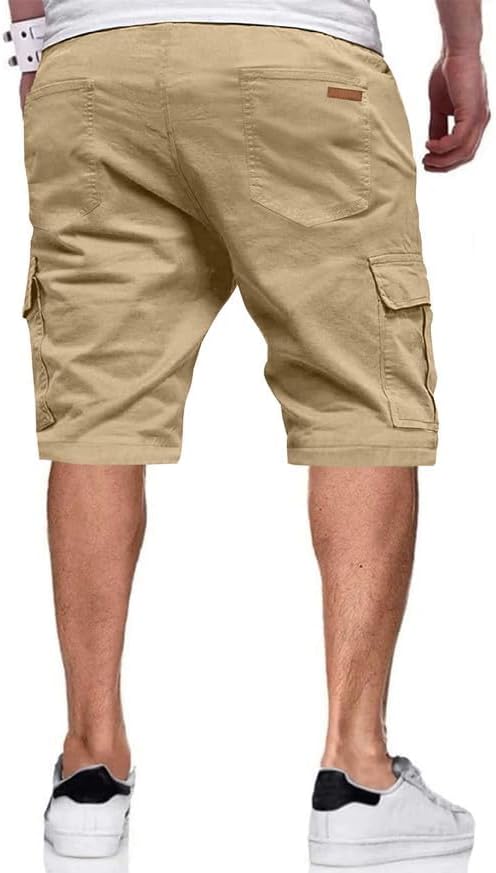 JMIERR Mens Casual Cotton Twill Cargo Shorts Drawstring Classic Chino Stretch Short with 6 Pockets - Image 4