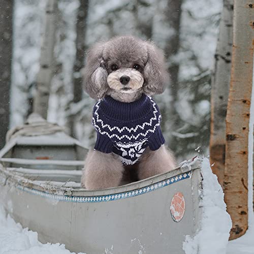 Pullover Hund Weihnachten,Hundepullover Kleine Hunde Weihnachten,Hund Weihnachtspullover,Hunde Weihnachts Pulli,Weihnachtspullover Kleiner Hund,Strickpullover für Hunde (M-Blau)