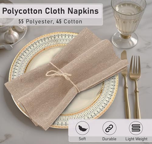 image for Ruvanti Cloth Napkins Set of 12, 18x18 Reusable Napkins Cloth Washable