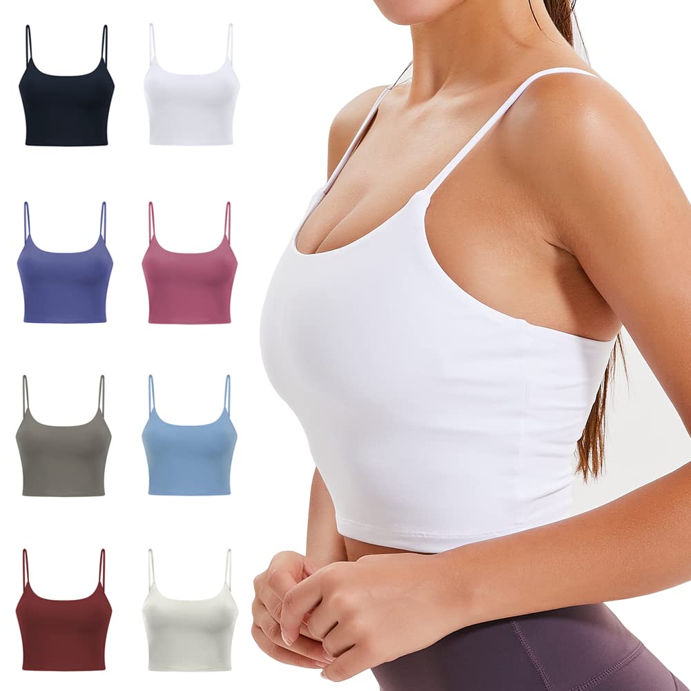 Nesyd Women Padded Sports Bra Longline Workout Yoga Fitness Gym Running Crop Tank Top Camisole Bra