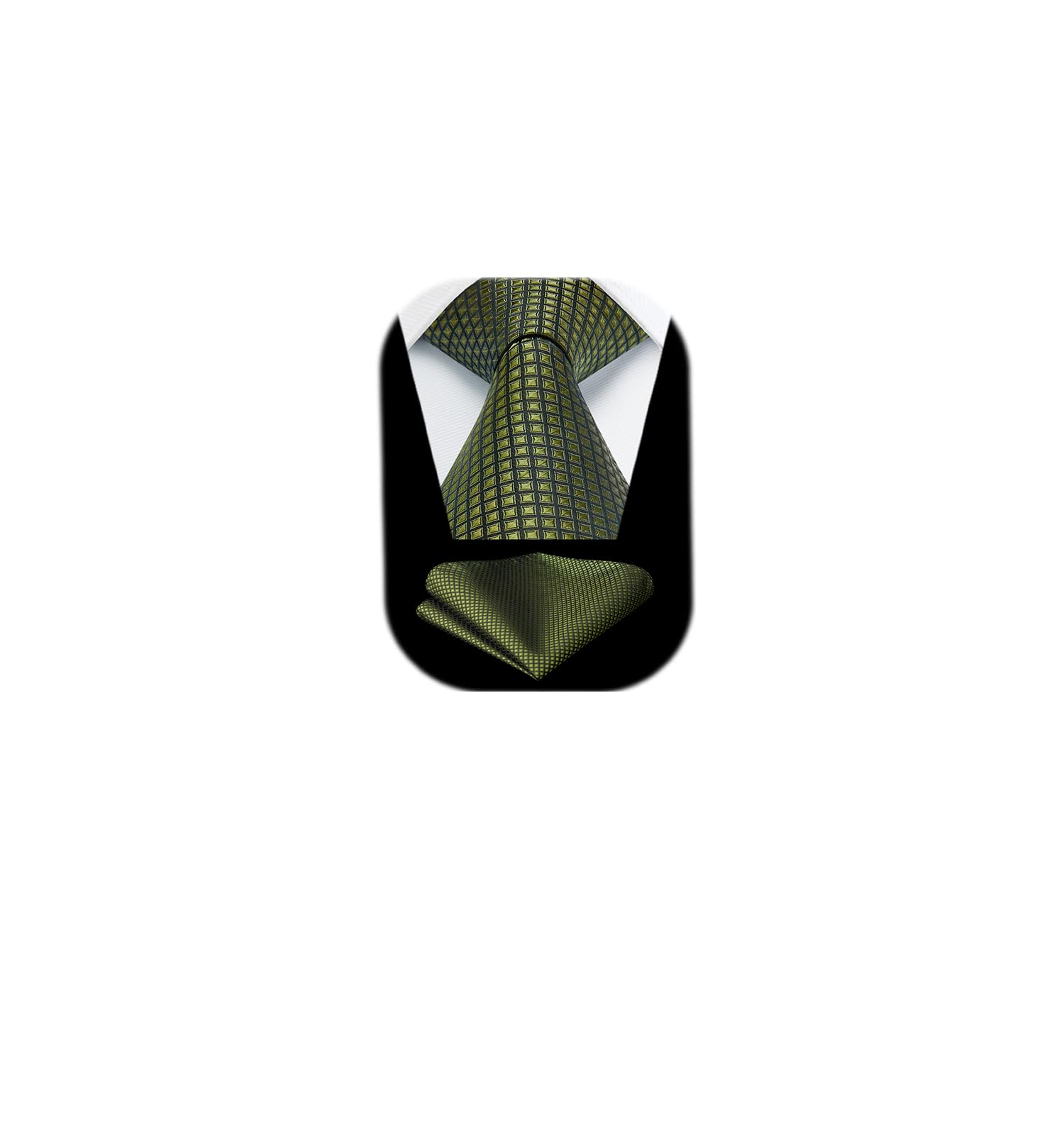 HISDERN Mens Ties Plaid Tie and Pocket Square Set Classic Woven Formal Checkered Neckties &amp; Handkerchief Wedding Party