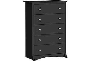 Prepac Sonoma Superior 5-Drawer Black Wood Chest of Drawers
