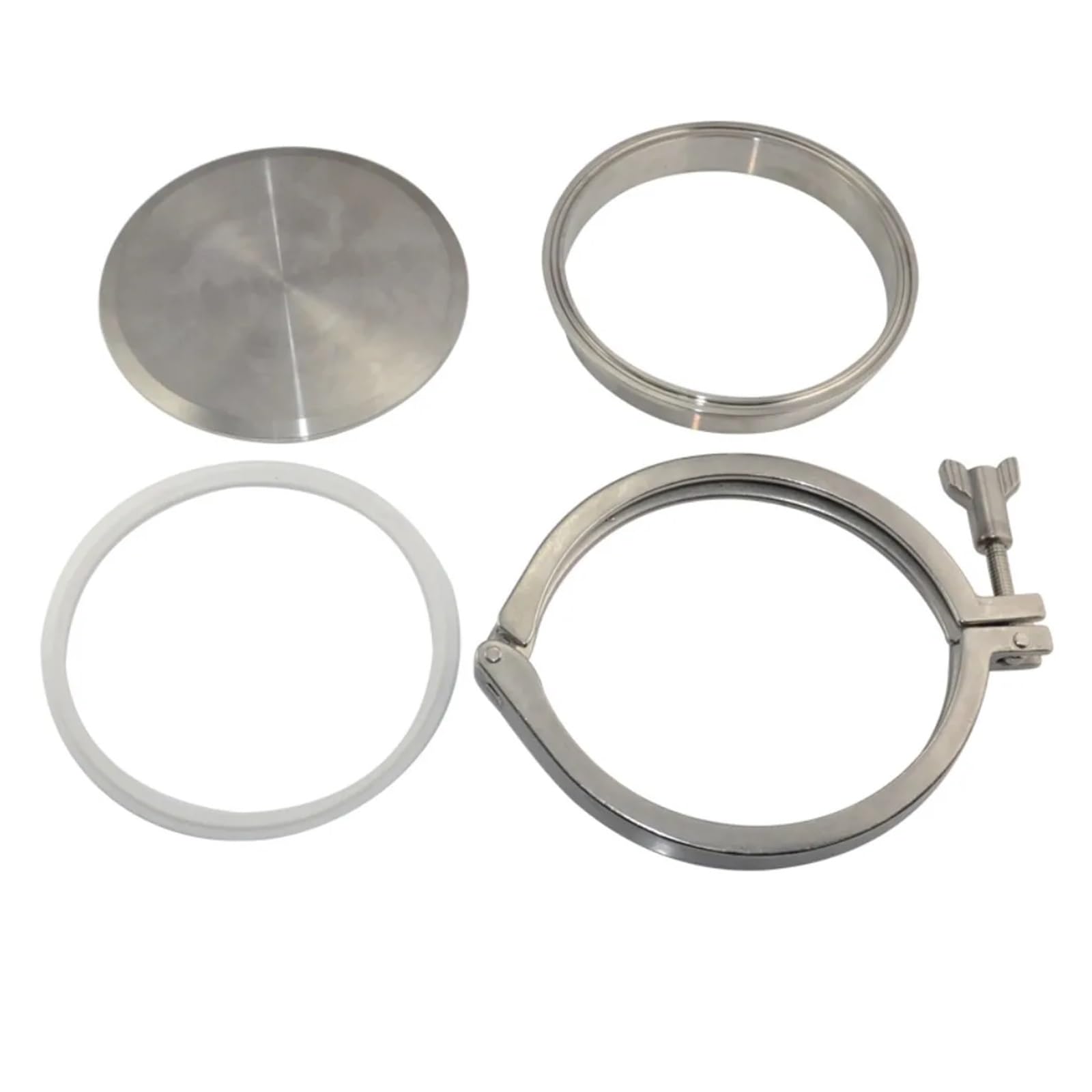 1 szt. OD38-219 mm długość 3,8 cm - 20,3 cm tuleja do spawania rur + zacisk trójzaciskowy + uszczelka PTFE + zaślepka ze stali nierdzewnej 316 pasuje do rur (OD51 mm i 5 cm)