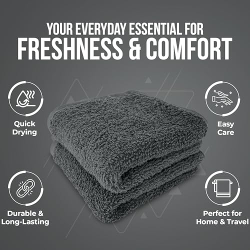 Image of DAN RIVER 24 Pack Wash Cloths for Showering [12x12] - 100% Cotton Washcloths Premium Quality Flannel Face Cloths for Bathroom, Highly Absorbent and Soft Feel Wash Clothes, Gray