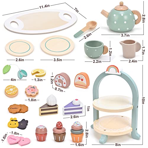 Atoylink LT166H Wooden Tea Party Set For Little Girls 28 Pcs Toddler Tea Set thumb #2