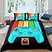 Erosebridal Video Games Duvet Cover Twin Gamer Bedding Sets Boys Young Man Gamepad Comforter Cover Cartoon Watercolor Controller Buttons Quilt Cover 2 Piece with 1 Pillowcase for Kids Teens,Dark Navy