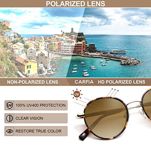 CARFIA Retro Small Round Polarized Womens Sunglasses UV Protection, Trendy Vintage Stylish Designer Sunglasses CA19494