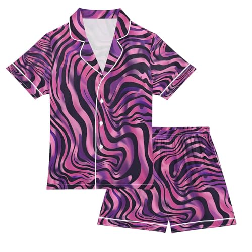 senya Pajama Sets Silky Button Down Nightwear Sleepwear Size 5-14 Years Zebra Print