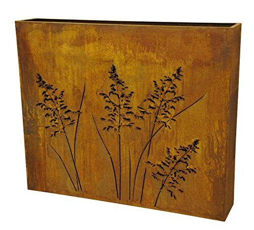 Saremo Großer Raumteiler - Material: Rost - Motiv: Gräser - 120cmx22cmx100cm - Hochwertige...