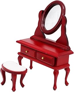 COHEALI Conjunto De Mini Móveis Móveis Para Casa De Bonecas Móveis Em Miniatura Mini Móveis Para Casa Mini Casa Lareira Ornamentos Para Mini Casa Móveis Em Miniatura Penteadeira De Bambu