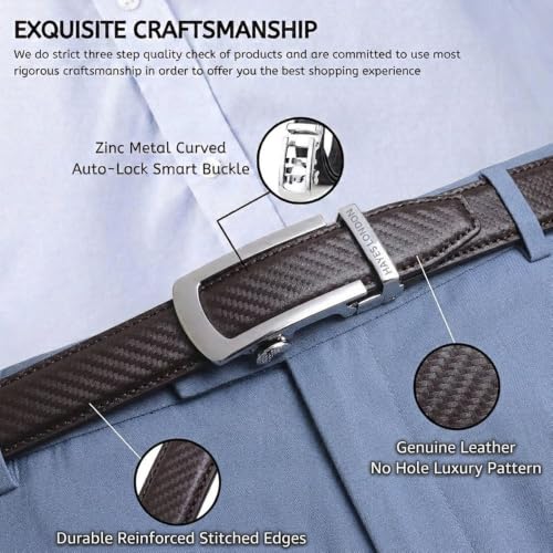 Image of HAYES LONDON Leather Ratchet Belt for Men | Adjustable No-Holes | Customizable Fit, Stylish & Effortless Buckle | Formal & Casual Wear Belts