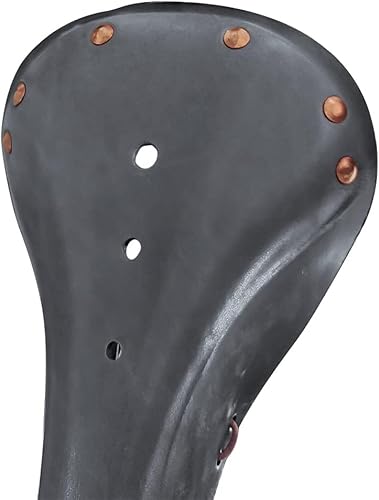 Miniatura 7 de UNISTRENGH Sillín de bicicleta retro Sillín de bicicleta de línea clásica Sillín de cuero Sillín de trekkingTouring Sillín de bicicleta de cuero con