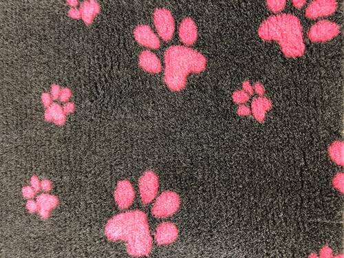elropet Hundematte vetbed für kleine Hunde & große Hunde/Premium 22mm hohe Qualitätsstufe/Hundedecke S/M/L (Dunkelgrau + Pinke Pfote, S 80cm X 50cm)