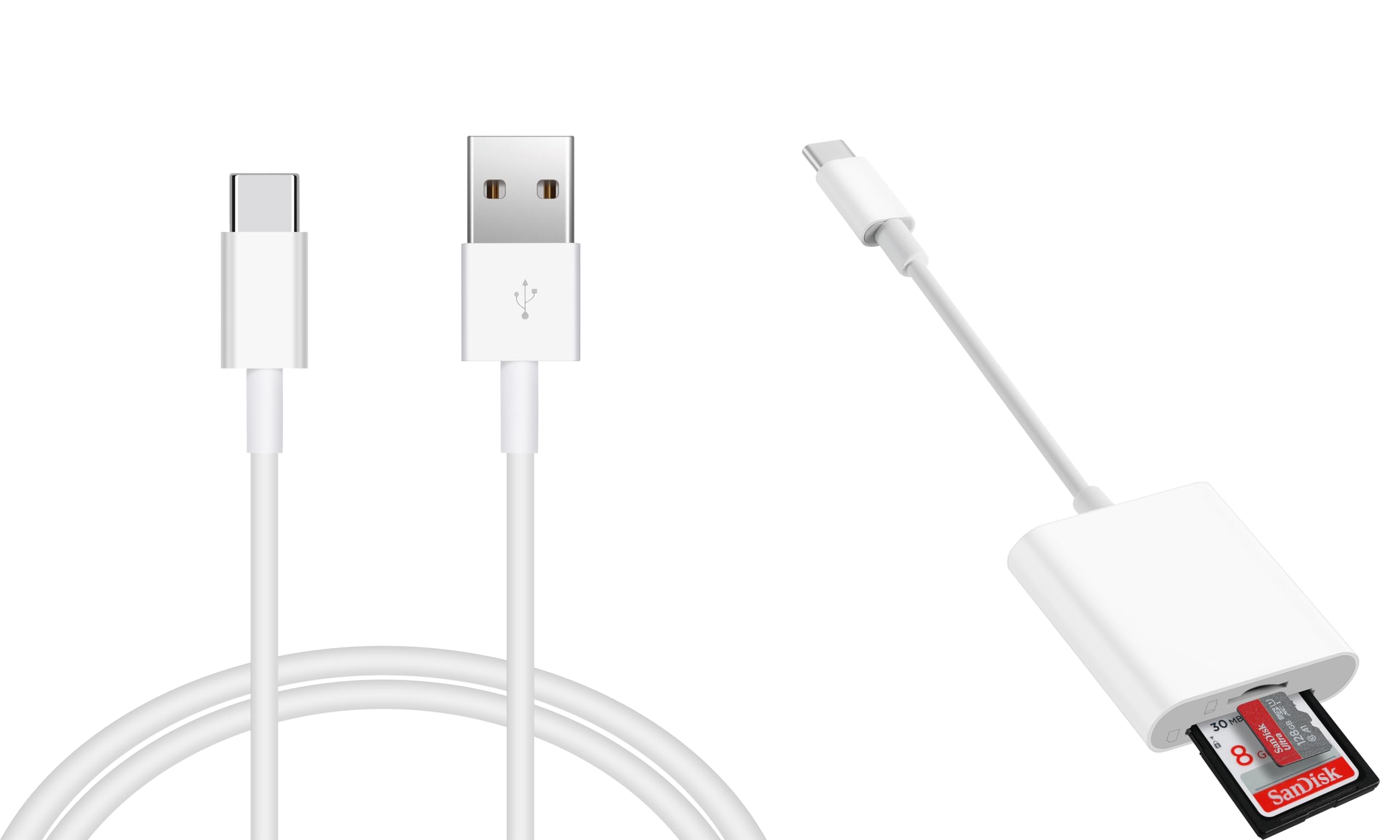 USB-C to USB-A Charger Cable & USB-C SD Card Reader for iPhone 15 and later