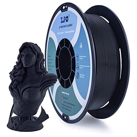 ZIRO Matte PLA Filament 1.75mm,1KG 3D Printer Filament,High Toughness PLA,Dimensional Accuracy +/- 0.03mm,Matte Black Cover